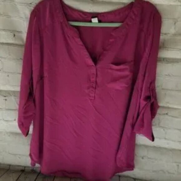 TORRID Harper Georgette pullover three quarter length sleeves raspberry size 2X - Picture 1 of 4